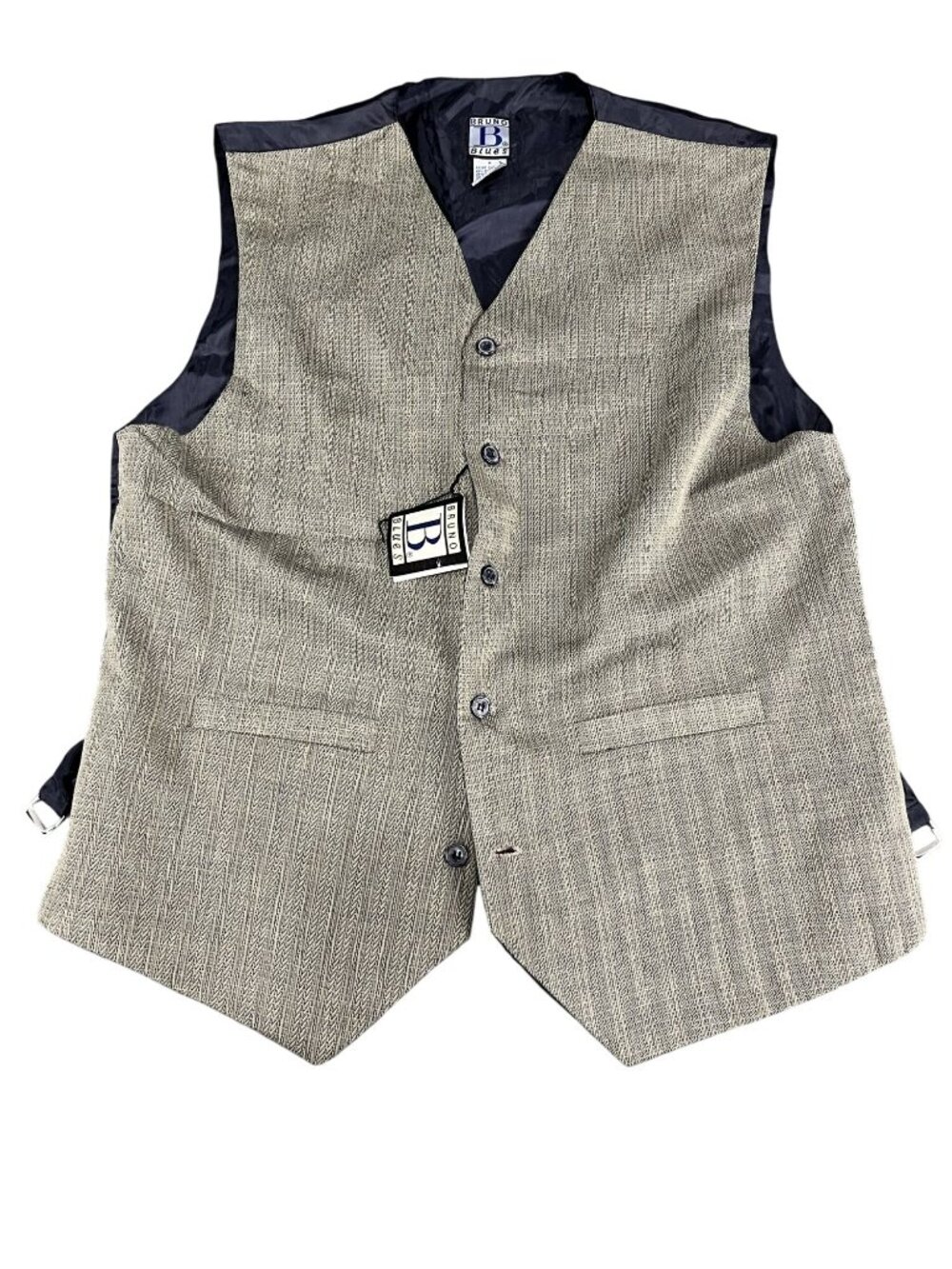 Bruno Blues Mens Beige Herringbone Vest Size M NWT